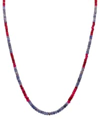 Blue Sapphire & Ruby Gemstone Faceted Beads Necklace NP1099 photo 1