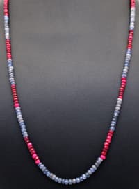 Blue Sapphire & Ruby Gemstone Faceted Beads Necklace NP1099 photo 3