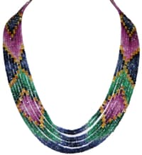 9 Layers of Sapphire Ruby & Emerald Gemstone Round Faceted Beads NP1125 photo 1