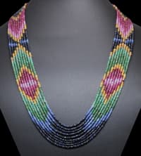 9 Layers of Sapphire Ruby & Emerald Gemstone Round Faceted Beads NP1125 photo 2