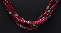 Ruby & Emerald Gemstone Round Beads Twisted Necklace With Silver Elements NP1150 photo 2