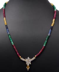 Emerald Ruby Sapphire Gemstone Faceted Beads With Sterling Silver Pendant NP1169 photo 3