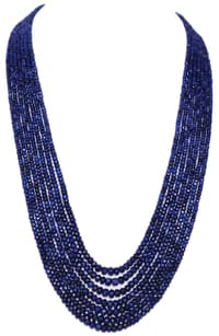 7 Layers of Blue Sapphire Gemstone Faceted Beads Necklace NP1198 photo 1