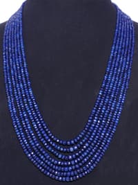 7 Layers of Blue Sapphire Gemstone Faceted Beads Necklace NP1198 photo 2