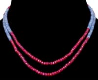 2 Layers of Ruby & Blue Sapphire Gemstone Faceted Beads Necklace NP1201 photo 1