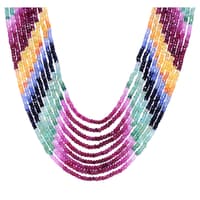 9 Layers of Emerald, Ruby & Sapphire Rainbow Gemstone Beads Necklace NP1214 photo 2