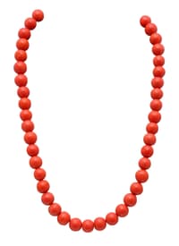 Man Made Coral Gemstone Round Beads Necklace Clasp Attached NP1217 photo 1