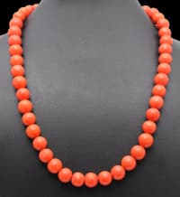 Man Made Coral Gemstone Round Beads Necklace Clasp Attached NP1217 photo 2