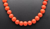 Man Made Coral Gemstone Round Beads Necklace Clasp Attached NP1217 photo 3