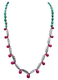Emerald & Ruby Gemstone With Elements Necklace NP1220 photo 1