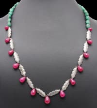 Emerald & Ruby Gemstone With Elements Necklace NP1220 photo 2