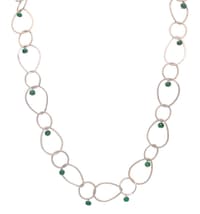 32 Inches Faceted Emerald Gemstone Beads Necklace Knotted With Chain NP1227 photo 1