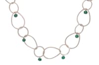 32 Inches Faceted Emerald Gemstone Beads Necklace Knotted With Chain NP1227 photo 2
