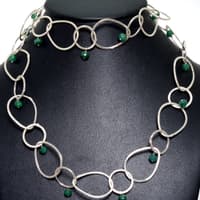 32 Inches Faceted Emerald Gemstone Beads Necklace Knotted With Chain NP1227 photo 3