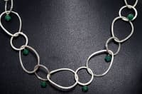 32 Inches Faceted Emerald Gemstone Beads Necklace Knotted With Chain NP1227 photo 4