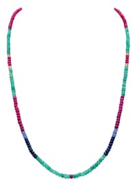 Emerald, Ruby & Sapphires Gemstone Faceted Beads Necklace NP1228 photo 1