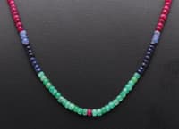Emerald, Ruby & Sapphires Gemstone Faceted Beads Necklace NP1228 photo 3