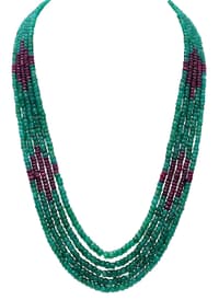 5 Layers Ruby & Emerald Faceted Beads Necklace NP1240 photo 1