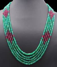 5 Layers Ruby & Emerald Faceted Beads Necklace NP1240 photo 4
