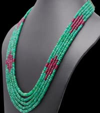5 Layers Ruby & Emerald Faceted Beads Necklace NP1240 photo 7