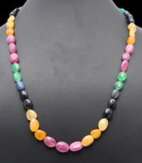 Ruby, Emerald & Sapphire Gemstone oval Shape Necklace NP1259 photo 3
