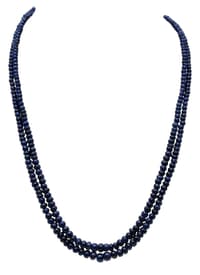 2 Layers of Blue Sapphire Gemstone Beads Necklace NP1275 photo 1