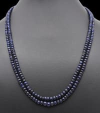 2 Layers of Blue Sapphire Gemstone Beads Necklace NP1275 photo 3