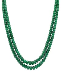 2 Layers of Emerald Gemstone Round Smooth Beads Necklace NP1276 photo 1
