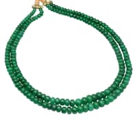 2 Layers of Emerald Gemstone Round Smooth Beads Necklace NP1276 photo 3