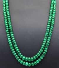 2 Layers of Emerald Gemstone Round Smooth Beads Necklace NP1276 photo 4