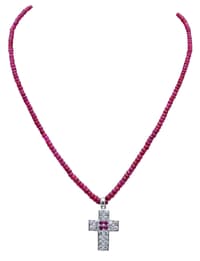 Ruby Gemstone Faceted Beads Necklace With .925 Sterling Silver Pendant NP1279 photo 1