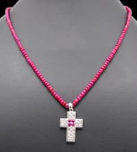Ruby Gemstone Faceted Beads Necklace With .925 Sterling Silver Pendant NP1279 photo 2