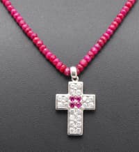 Ruby Gemstone Faceted Beads Necklace With .925 Sterling Silver Pendant NP1279 photo 3