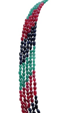 5 Layers of Ruby, Emerald & Blue Sapphire Gemstone oval Shape Necklace NP1287 photo 2