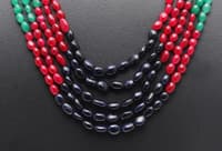 5 Layers of Ruby, Emerald & Blue Sapphire Gemstone oval Shape Necklace NP1287 photo 5