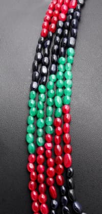 5 Layers of Ruby, Emerald & Blue Sapphire Gemstone oval Shape Necklace NP1287 photo 6