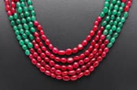 Ruby & Emerald Gemstone Oval Shape Beads Necklace NP1289 photo 2