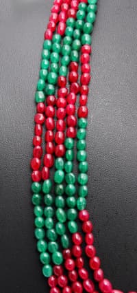 Ruby & Emerald Gemstone Oval Shape Beads Necklace NP1289 photo 4