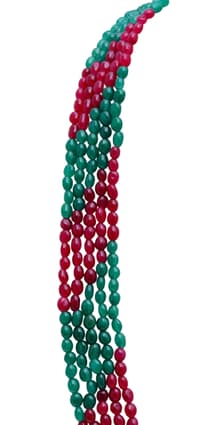 Ruby & Emerald Gemstone Oval Shape Beads Necklace NP1289 photo 5