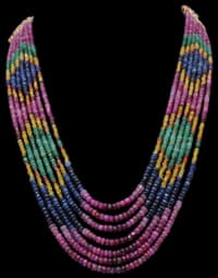 7 Layers of Ruby, Emerald & Sapphire Gemstone Faceted Beads Necklace NP1298 photo 1