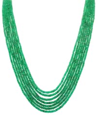 7 Layers Natural Emerald Gemstone Faceted Beads Necklace NP1302 photo 1