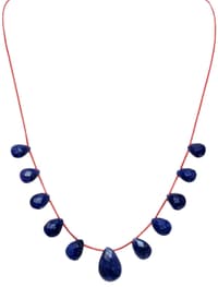 Blue Sapphire Gemstone Almond Shape Necklace NP1311 photo 1