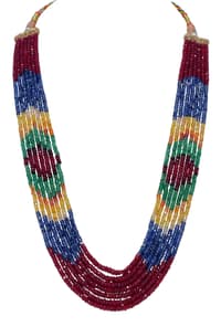 Ruby, Emerald & Sapphire Gemstone Faceted Beads Necklace NP1357 photo 1