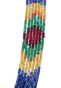 Ruby, Emerald & Sapphire Gemstone Faceted Beads Necklace NP1357 photo 3