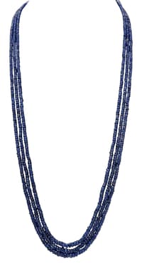 3 Layers Of Blue Sapphire Gemstone 26" Faceted Beads Long Necklace NP1370 photo 1