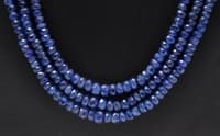 3 Layers Of Blue Sapphire Gemstone 26" Faceted Beads Long Necklace NP1370 photo 2