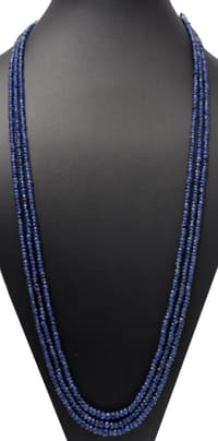 3 Layers Of Blue Sapphire Gemstone 26" Faceted Beads Long Necklace NP1370 photo 3