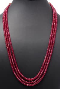 3 Layers Of Ruby Gemstone Faceted Beads Necklace NP1372 photo 3