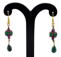 Emerald & Ruby Gemstone Beads necklace With Silver pendant & Earring NP1376 photo 5