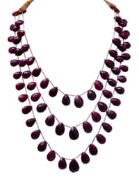3 Layers of Ruby Gemstone Faceted Almond Necklace NP1382 photo 1